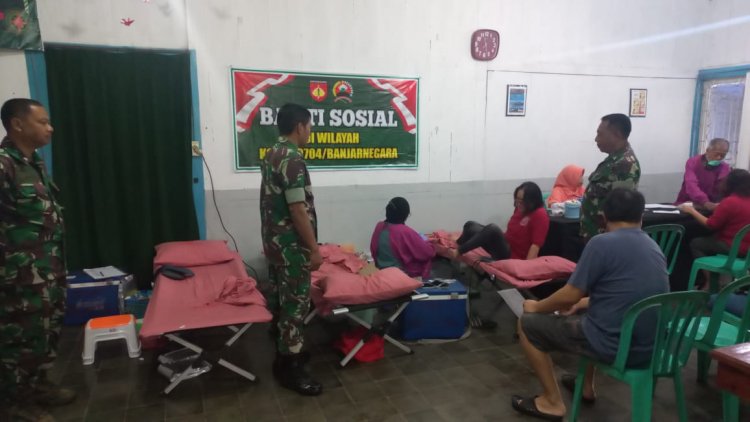 Koramil 04 Karangkobar Menggelar Bakti Sosial Donor Darah